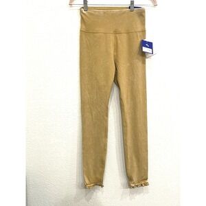 NEW Joy Lab 7/8 Leggings Yellow Tan with‎ ruffle Bottoms Pants Casual Loungewear